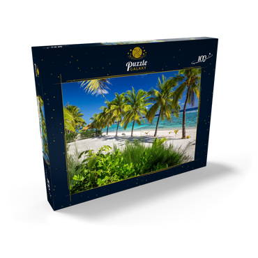 Palmenstrand am Crown Beach Resort bei Arorangi, Insel Rarotonga, Cook Islands, Südsee 100 Puzzle Schachtel Ansicht2