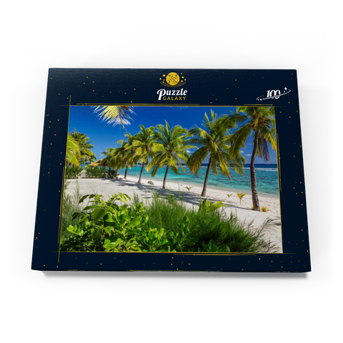 Palmenstrand am Crown Beach Resort bei Arorangi, Insel Rarotonga, Cook Islands, Südsee 100 Puzzle Schachtel Ansicht3