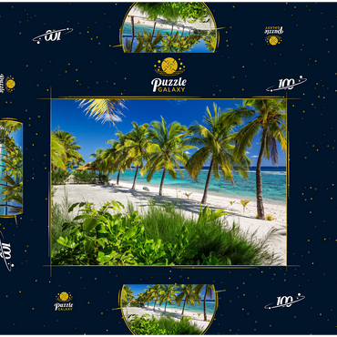 Palmenstrand am Crown Beach Resort bei Arorangi, Insel Rarotonga, Cook Islands, Südsee 100 Puzzle Schachtel 3D Modell
