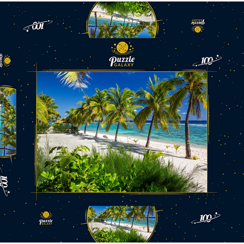 Palmenstrand am Crown Beach Resort bei Arorangi, Insel Rarotonga, Cook Islands, Südsee 100 Puzzle Schachtel 3D Modell