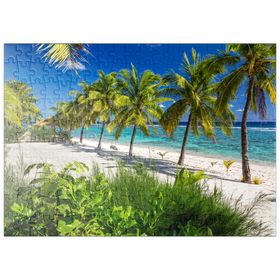 Darstellung des Puzzle Motivs Palmenstrand am Crown Beach Resort bei Arorangi, Insel Rarotonga, Südsee - Puzzleteile: 200