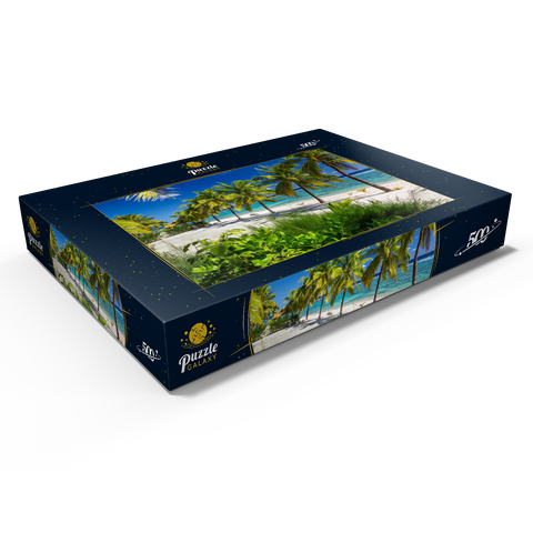 Palmenstrand am Crown Beach Resort bei Arorangi, Insel Rarotonga, Cook Islands, Südsee 500 Puzzle Schachtel Ansicht1