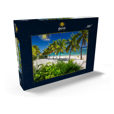 Palmenstrand am Crown Beach Resort bei Arorangi, Insel Rarotonga, Cook Islands, Südsee 500 Puzzle Schachtel Ansicht2