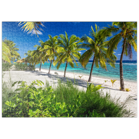 Darstellung des Puzzle Motivs Palmenstrand am Crown Beach Resort bei Arorangi, Insel Rarotonga, Südsee - Puzzleteile: 500