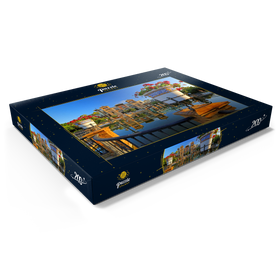 Darstellung des Puzzle Motivs Wasserbecken mit dem Mudejar Pavillon im Morgenlicht, Plaza de America - Puzzleteile: 200