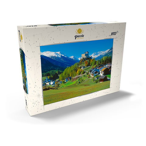Blick zum Schloss Tarasp, Engadin, Kanton Graubünden, Schweiz 1000 Puzzle Schachtel Ansicht2