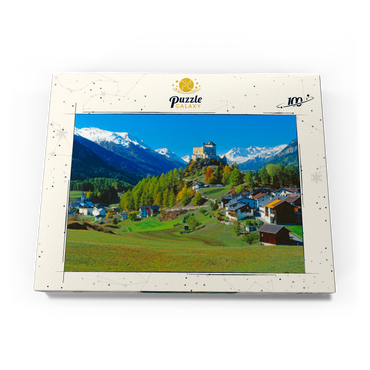 Blick zum Schloss Tarasp, Engadin, Kanton Graubünden, Schweiz 100 Puzzle Schachtel Ansicht3