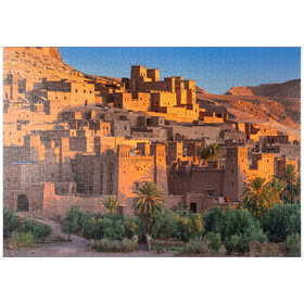 Darstellung des Puzzle Motivs Morgenstimmung am Lehmdorf Ait Ben Haddou, Hoher Atlas - Puzzleteile: 1000