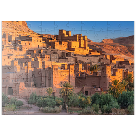 Darstellung des Puzzle Motivs Morgenstimmung am Lehmdorf Ait Ben Haddou, Hoher Atlas - Puzzleteile: 100