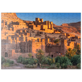 Darstellung des Puzzle Motivs Morgenstimmung am Lehmdorf Ait Ben Haddou, Hoher Atlas - Puzzleteile: 200
