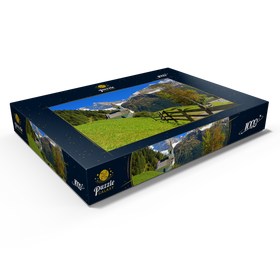 Alternative Darstellung des Puzzle-Motivs Kapelle bei Vals gegen den Olperer (3476m), Valsertal, Tirol, Österreich – Puzzleteile: 1000