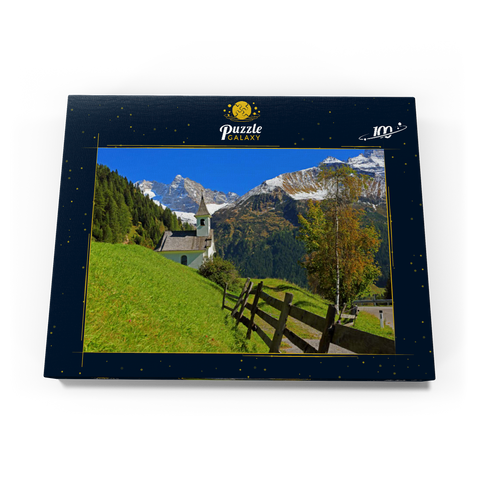 Kapelle bei Vals gegen den Olperer (3476m), Valsertal, Tirol, Österreich 100 Puzzle Schachtel Ansicht3