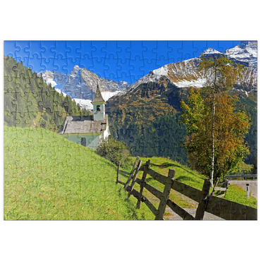 puzzleplate Kapelle bei Vals gegen den Olperer (3476m), Valsertal, Tirol, Österreich 200 Puzzle