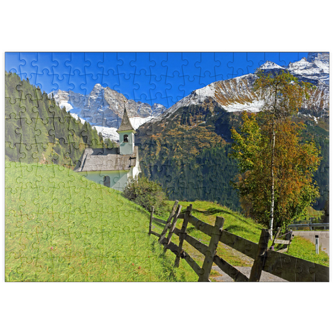 puzzleplate Kapelle bei Vals gegen den Olperer (3476m), Valsertal, Tirol, Österreich 200 Puzzle