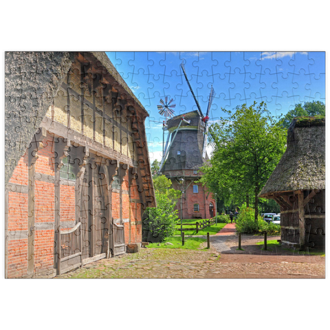 puzzleplate Freilichtmuseum Ammerländer Bauernhaus und Kappenwindmühle 200 Puzzle