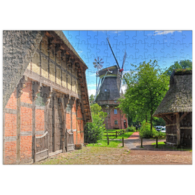 Darstellung des Puzzle Motivs Freilichtmuseum Ammerländer Bauernhaus und Kappenwindmühle - Puzzleteile: 200