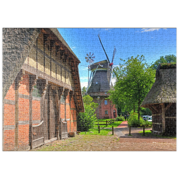 puzzleplate Freilichtmuseum Ammerländer Bauernhaus und Kappenwindmühle 500 Puzzle