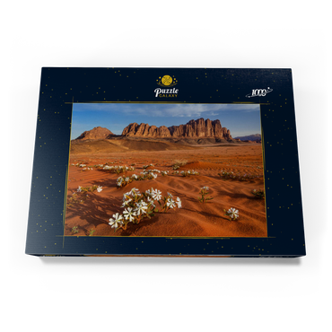 Die Wüste blüht, Blumen im Sand, Wadi Rum, Jordanien 1000 Puzzle Schachtel Ansicht3