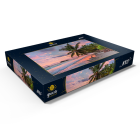 Alternative Darstellung des Puzzle-Motivs Palmenstrand der Anse Volbert im Morgenlicht, Insel Praslin, Seychellen – Puzzleteile: 1000