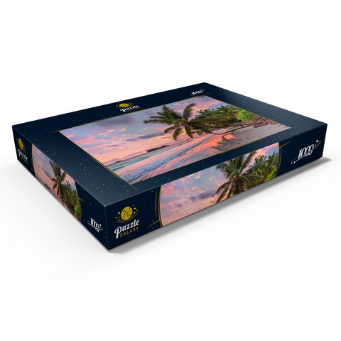 Palmenstrand der Anse Volbert im Morgenlicht, Insel Praslin, Seychellen 1000 Puzzle Schachtel Ansicht1