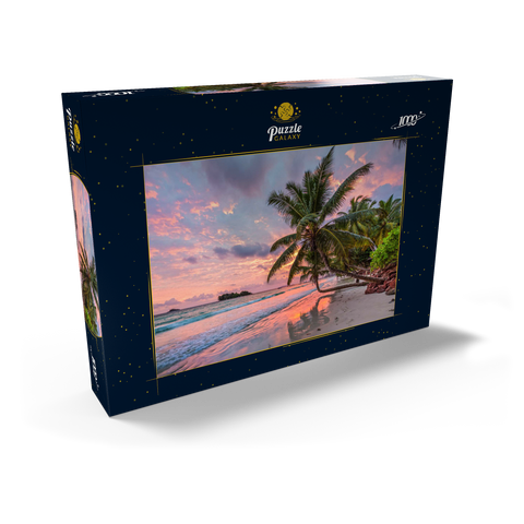 Palmenstrand der Anse Volbert im Morgenlicht, Insel Praslin, Seychellen 1000 Puzzle Schachtel Ansicht2