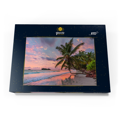 Palmenstrand der Anse Volbert im Morgenlicht, Insel Praslin, Seychellen 1000 Puzzle Schachtel Ansicht3