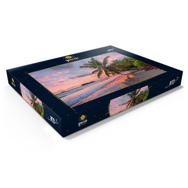 Palmenstrand der Anse Volbert im Morgenlicht, Insel Praslin, Seychellen 100 Puzzle Schachtel Ansicht1