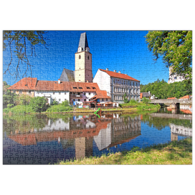 Darstellung des Puzzle Motivs Marienkirche im Zentrum an der Moldau, Rozmberk nad Vltavou - Puzzleteile: 500