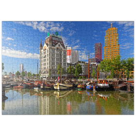Darstellung des Puzzle Motivs Oudehaven mit dem Witte Huis, Rotterdam, Südholland, Niederlande - Puzzleteile: 500