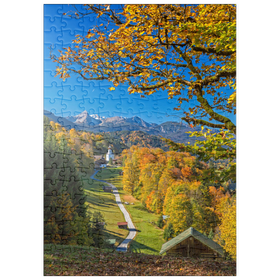 Darstellung des Puzzle-Motivs Weg nach Wamberg, Kirche St. Anna gegen Daniel, Garmisch-Partenkirchen – Puzzleteile: 200