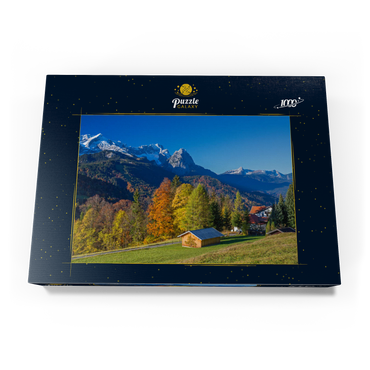 Blick von der Pfeiffer-Alm zur Zugspitzgruppe (2962m), Garmisch-Partenkirchen 1000 Puzzle Schachtel Ansicht3