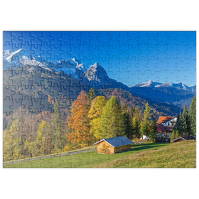 Darstellung des Puzzle-Motivs Blick von der Pfeiffer-Alm zur Zugspitzgruppe, Garmisch-Partenkirchen – Puzzleteile: 200