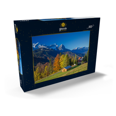 Blick von der Pfeiffer-Alm zur Zugspitzgruppe (2962m), Garmisch-Partenkirchen 500 Puzzle Schachtel Ansicht2