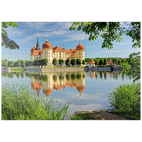 puzzleplate Schloss Moritzburg bei Dresden, Sachsen, Deutschland 1000 Puzzle