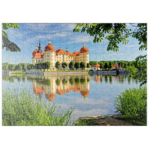 puzzleplate Schloss Moritzburg bei Dresden, Sachsen, Deutschland 200 Puzzle