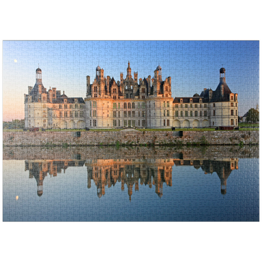 puzzleplate Schlossgraben und Nordfassade des Schlosses Chambord, Frankreich 1000 Puzzle