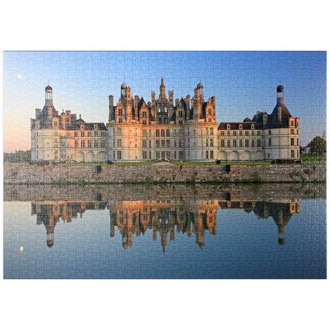 puzzleplate Schlossgraben und Nordfassade des Schlosses Chambord, Frankreich 1000 Puzzle