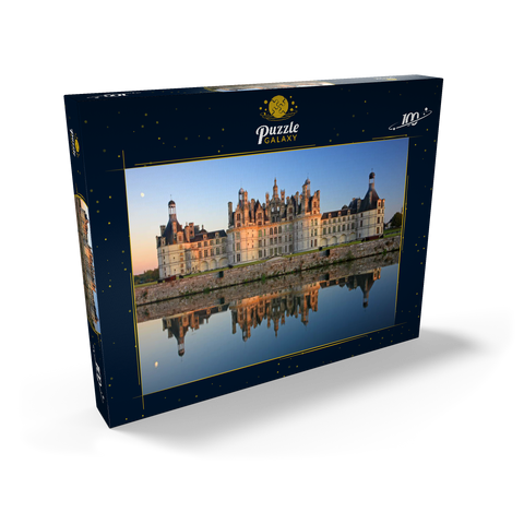 Schlossgraben und Nordfassade des Schlosses Chambord, Frankreich 100 Puzzle Schachtel Ansicht2