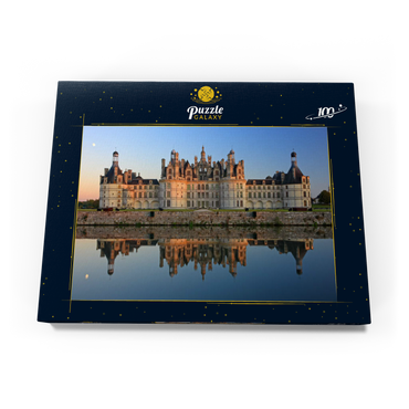 Schlossgraben und Nordfassade des Schlosses Chambord, Frankreich 100 Puzzle Schachtel Ansicht3