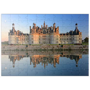 puzzleplate Schlossgraben und Nordfassade des Schlosses Chambord, Frankreich 100 Puzzle