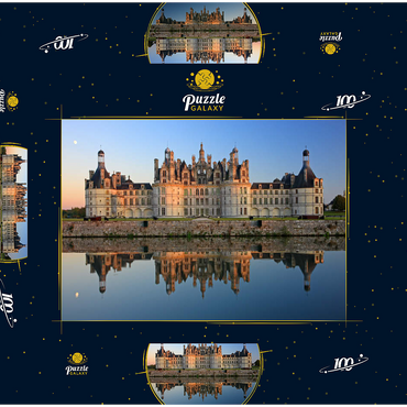 Schlossgraben und Nordfassade des Schlosses Chambord, Frankreich 100 Puzzle Schachtel 3D Modell