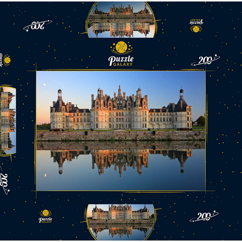 Schlossgraben und Nordfassade des Schlosses Chambord, Frankreich 200 Puzzle Schachtel 3D Modell