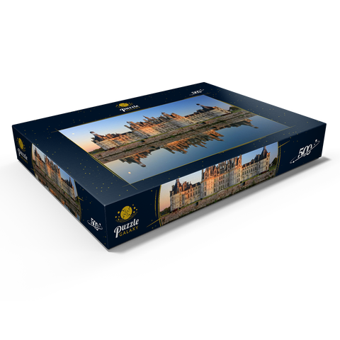 Schlossgraben und Nordfassade des Schlosses Chambord, Frankreich 500 Puzzle Schachtel Ansicht1