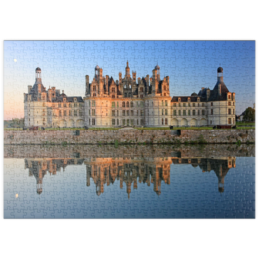 puzzleplate Schlossgraben und Nordfassade des Schlosses Chambord, Frankreich 500 Puzzle