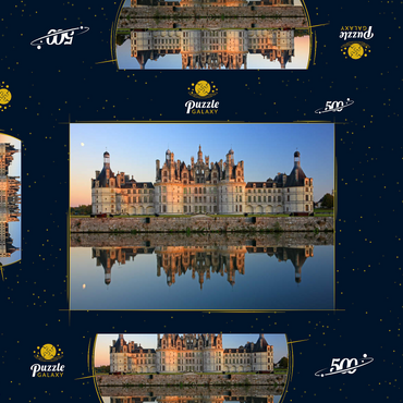 Schlossgraben und Nordfassade des Schlosses Chambord, Frankreich 500 Puzzle Schachtel 3D Modell