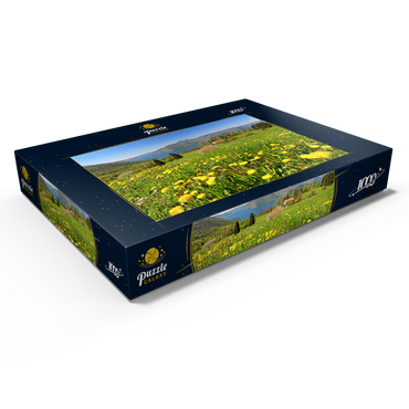 Frühlingslandschaft bei Sulzano mit Blick auf den Iseosee, Lombardei, Italien 1000 Puzzle Schachtel Ansicht1