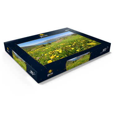 Frühlingslandschaft bei Sulzano mit Blick auf den Iseosee, Lombardei, Italien 100 Puzzle Schachtel Ansicht1