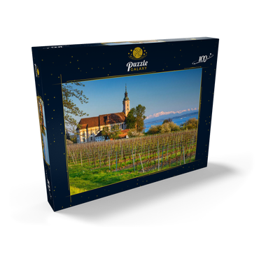 Abend an der Wallfahrtskirche Birnau bei Unteruhldingen am Bodensee im Frühling 100 Puzzle Schachtel Ansicht2