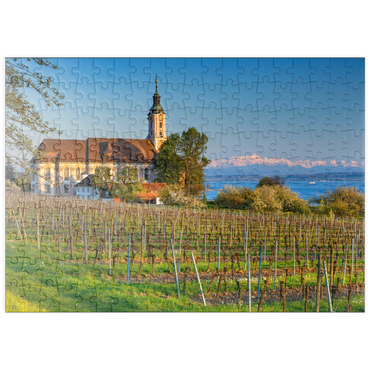 puzzleplate Abend an der Wallfahrtskirche Birnau bei Unteruhldingen am Bodensee im Frühling 200 Puzzle