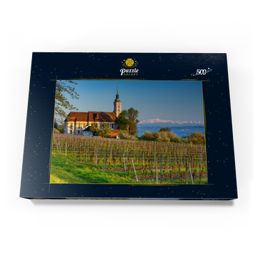 Abend an der Wallfahrtskirche Birnau bei Unteruhldingen am Bodensee im Frühling 500 Puzzle Schachtel Ansicht3